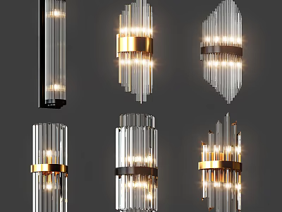 Modern Wall Lamps With Glass Shades And Metal Frames For Home Decor 3d model