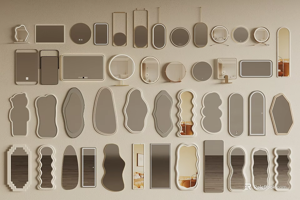 Decorative Mirrors with Various Shapes and Unique Designs for Home Wall Decor 3d model 