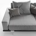 Modern Gray Multi Person Sectional Sofa With Plush Cushions Side Table And Area Rug 3d model