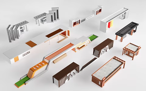 Modern School Gate Guard Room School Entrance Factory Gate 3d model