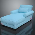 Light Blue Upholstered Chaise Lounge with Modern Design Comfortable Armrests and Pillow