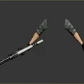 Modern Metallic Weapon Held By Arms With Green Sleeves And Black Gloves