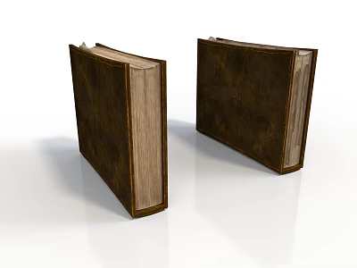 Classic Brown Leather Bound Books With Hardcover Design On White Background 3d model
