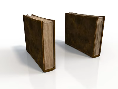 Classic Brown Leather Bound Books With Hardcover Design On White Background 3d model