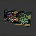 LVD Computer Graphics Card with Dual Fans Black White Stripes and Orange Accents