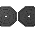 Black Octagonal Ceiling Light Panel With Decorative Pattern And Central Circular Hole 3d model