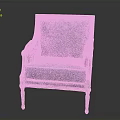 Elegant Blue Upholstered Chair With Gold Frame Armrests And Classic Legs