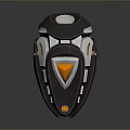 Futuristic Sci Fi Weapon With Black Gray Orange Metallic Geometric Design And Triangular Accents