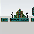Paramount Ballroom Vintage Decoration With Green Gold Design And Attendants Under Blue Sky Clouds