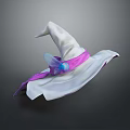 White Witch Hat With Purple Ribbon And Blue Butterfly Decoration