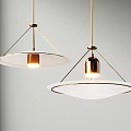 Modern Style Pendant Lights With Gold Metal And White Circular Shades