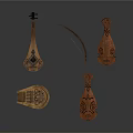 Handcrafted Wooden Daily Living Items With Intricate Carved Patterns And Traditional Design