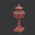 Traditional Multi layered Tower Shaped Ornament Decorative Piece Set With Carved Square Base
