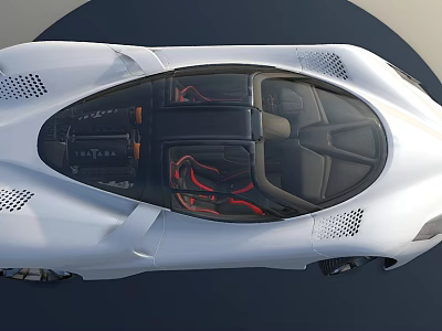 White Sports Car With Sleek Exterior Design Transparent Roof And Red Black Interior Seats 3d model