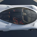 White Sports Car With Sleek Exterior Design Transparent Roof And Red Black Interior Seats