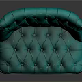 Turquoise Velvet Single Seater Sofa With Tufted Design And Roll Arms On Casters