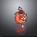Red Decorative Sphere With Metallic Vine Design And Crystal Like Texture
