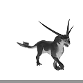 Intricate Mythical Creature Sculpture Featuring Horned Head Muscular Body And Dynamic Pose