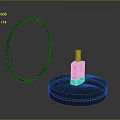 Woman Using Orange Gold Perfume Bottle With Blue Pink Neon Ring And Glowing Edges