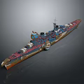 Vintage Battleship Model With Detailed Turrets Smokestacks And Deck Design