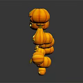 Cartoon Halloween Pumpkin Scene With Various Sizes Smiling Faces And Orange Reflections