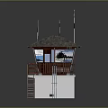 Small Observation Guard Tower With Tiled Roof Danish Flag Wooden Railing And White Base