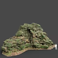 Natural Green Moss Covered Stone Rock Formation For Garden Landscape Decoration