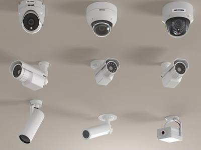 Various Types Of Ceiling Mounted Surveillance Cameras Security Monitoring Devices 3d model