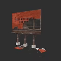 Vintage Billboard Displaying Chiles Mittongoras Hon Pow Text With Metal Supports