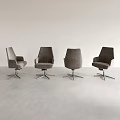 Gray Modern Office Chairs Set Of Four With Swivel Metal Base And Rolling Casters