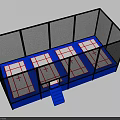 Hinged Door Blue Compartment Structure With Multiple Sections And Interior Design