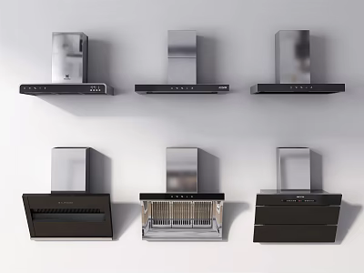 Modern Kitchen Appliances Including Range Hoods With Various Stylish Designs For Home Kitchens 3d model