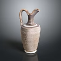Artisanal Sculpted Ceramic Jug With Intricate Carved Patterns Curved Handle And Bird Shaped Spout