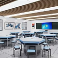 Modern Laboratory Hexagon Table Physics Laboratory 3d model