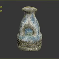 Intricate Blue And Gray Stone Sculpture Carving With Hollow Center Decorative Patterns