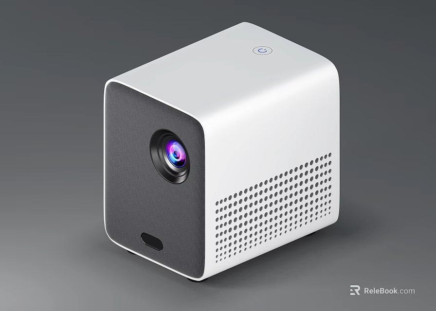 White Cube Shaped Projection Monitoring Device With HD Lens Indicator Light And Cooling Vents 3d model 