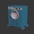 Blue Front Load Washing Machine With Control Panel And Circular Door