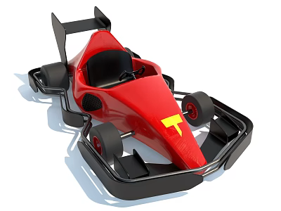 Red Go Kart With Streamlined Design Black Frame And Yellow Lightning Symbol 3d model