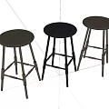 Bar Stools With Bamboo Frames And Gray Black Light Colored Seats 3d model