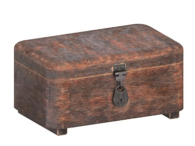Vintage Wooden Storage Box With Decorative Lock Clasp And Retro Design 3d model