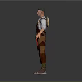 Detailed Game Movie Character 3D Model With White Shirt Brown Overalls And Tool Belt