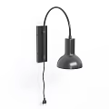 Modern Black Wall Lamp With Curved Arm And Dome Shade Design