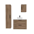 Wooden Bathroom Vanity Set With Tall Cabinet Wall Cabinet And Drawers