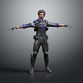 Male Game Character In Tactical Outfit With Outstretched Arms Design Concept