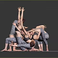 Kids Yoga Practice With Children Doing Various Poses On Colorful Mats