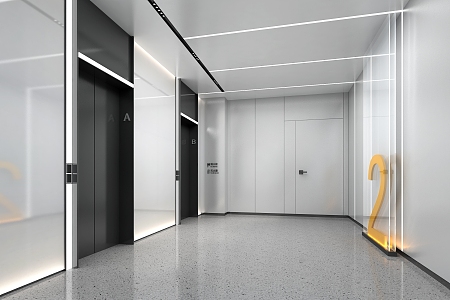 modern elevator hall 3d model