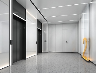 modern elevator hall 3d model