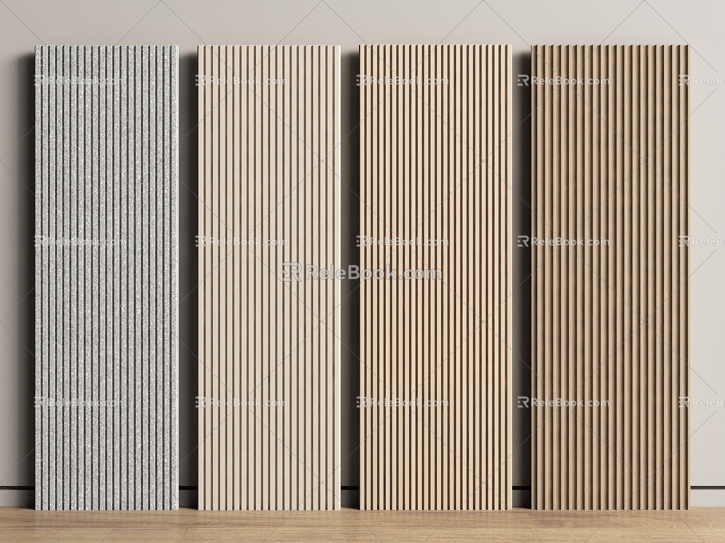 Wall Panel Grille Panel Wood veneer Decorative Panel Solid Board Wood Grille TV Background Wall 3d model