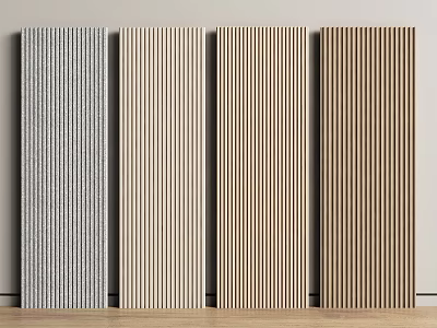 Modern Vertical Slat Room Dividers With Various Wooden Textures And Colors 3d model