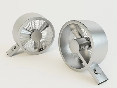 Silver Metal Wall Mounted Air Cooling Fan with Dual Units and Grid Protection 3d model